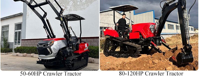 small track tractor with rotary tiller